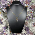 Dalmatian Jasper Hexagonal Double-Terminated Gold Stainless Steel Chain Necklace
