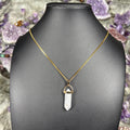 Howlite Hexagonal Double-Terminated Gold Stainless Steel Chain Necklace