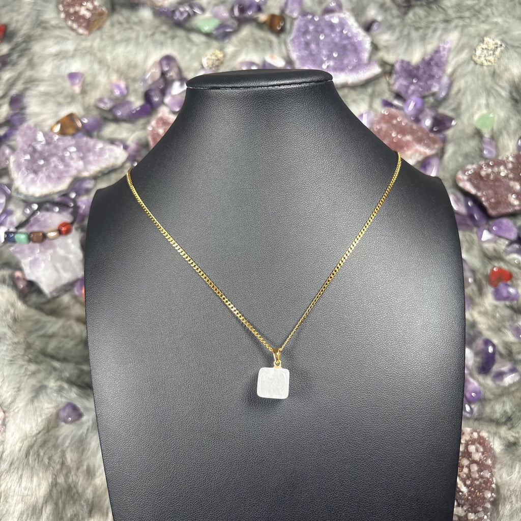 Clear Quartz Gold Stainless Steel Chain Necklace
