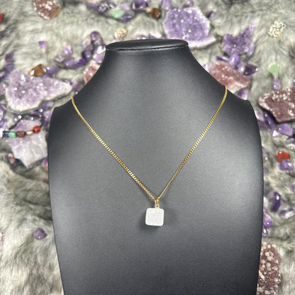 Clear Quartz Gold Stainless Steel Chain Necklace