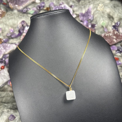 Clear Quartz Gold Stainless Steel Chain Necklace