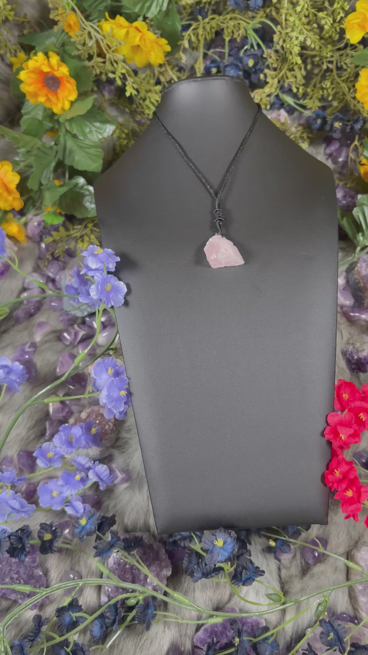 RAW Rose Quartz EarthStone Adjustable Cord Necklace