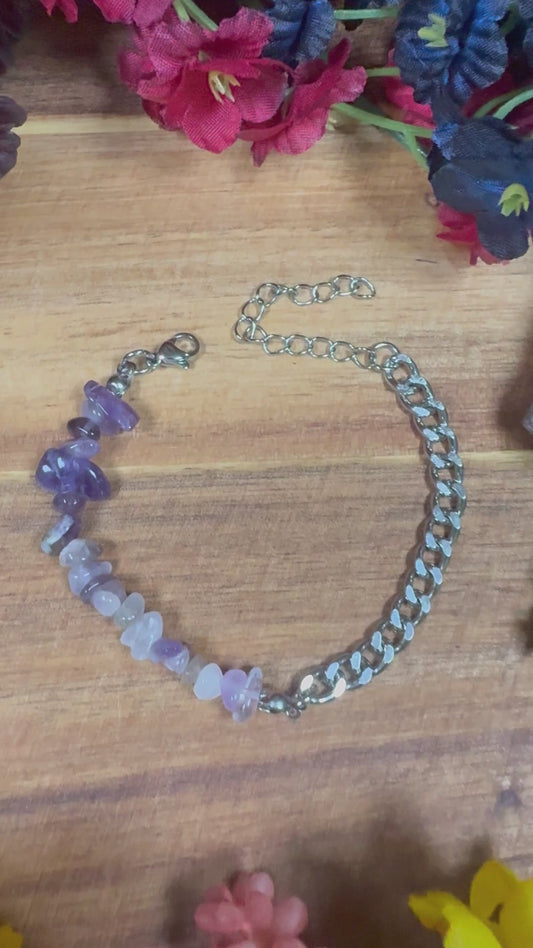 Amethyst Silver Aura Luxury Bracelet