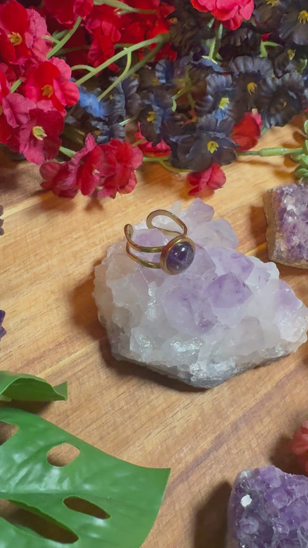 Amethyst SoulFire Gold Stainless Steel Ring