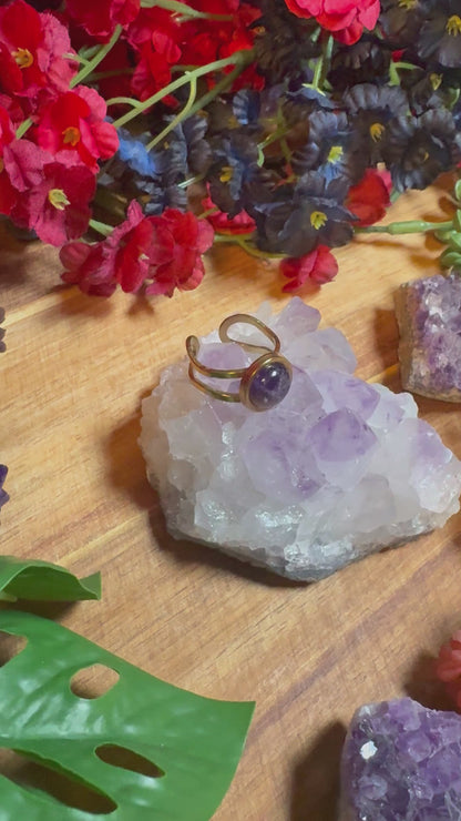 Amethyst SoulFire Gold Stainless Steel Ring
