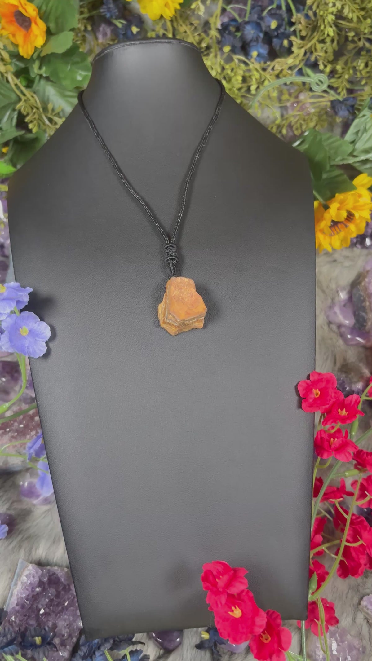 RAW Tiger Eye EarthStone Adjustable Cord Necklace