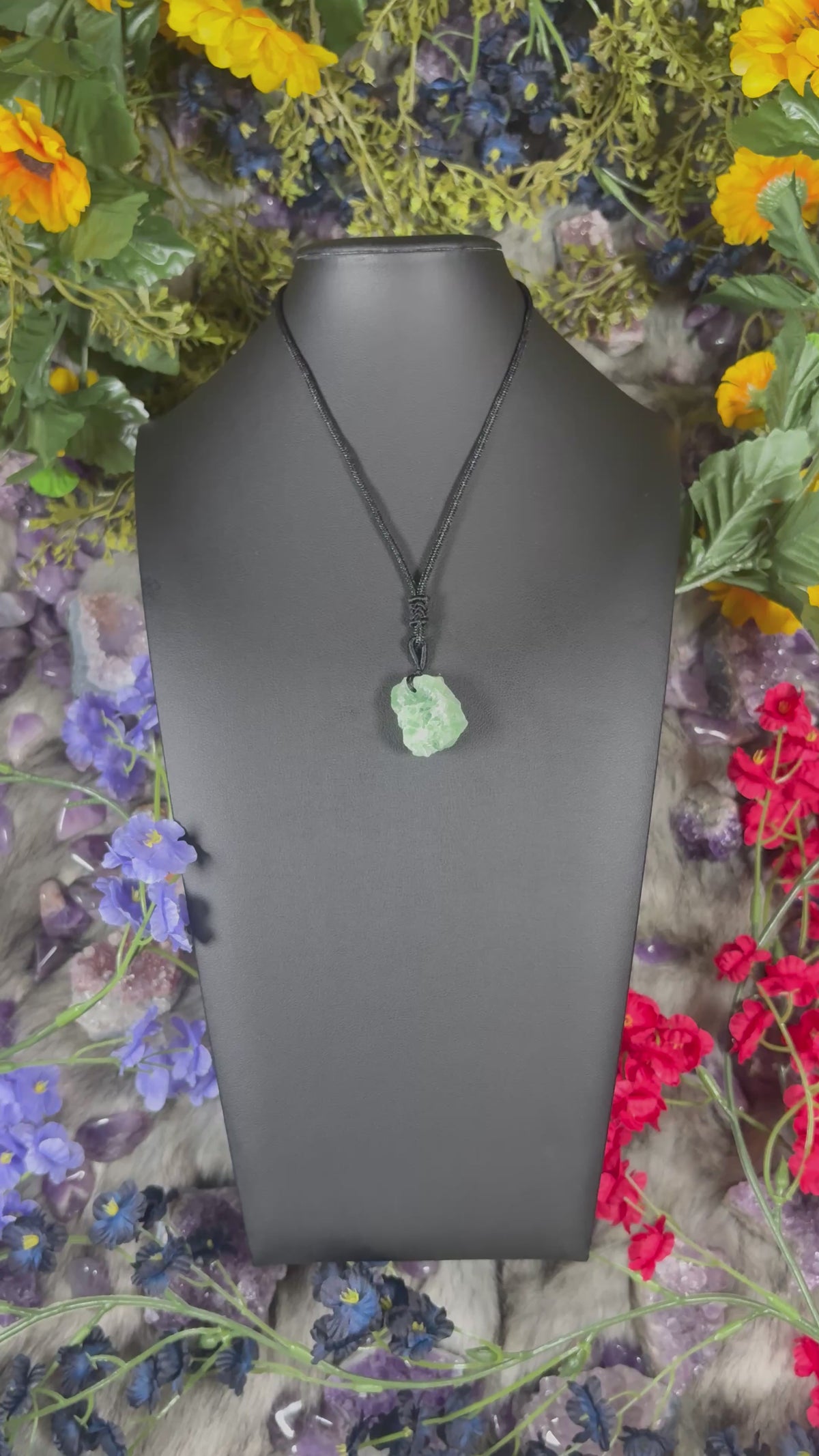 RAW Green Fluorite EarthStone Adjustable Cord Necklace