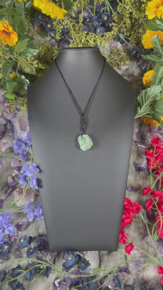 RAW Green Fluorite EarthStone Adjustable Cord Necklace