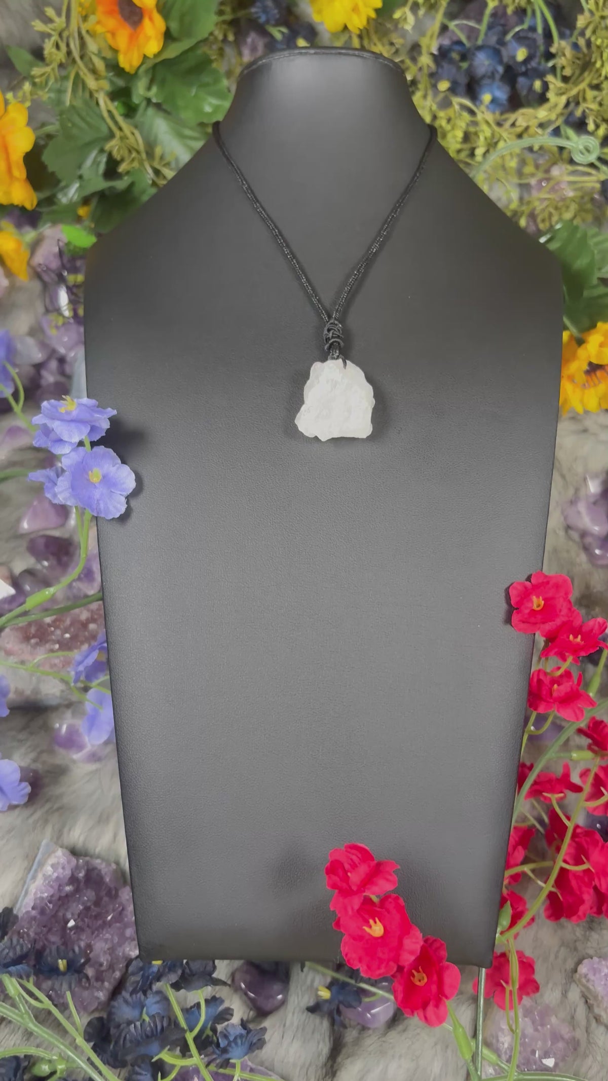 RAW Clear Quartz EarthStone Adjustable Cord Necklace