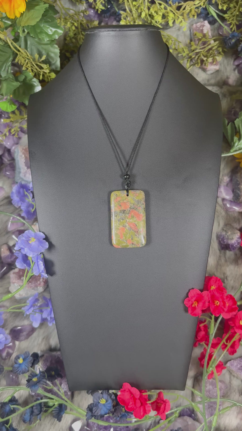 Unakite Sacred Relic Necklace Adjustable Cord