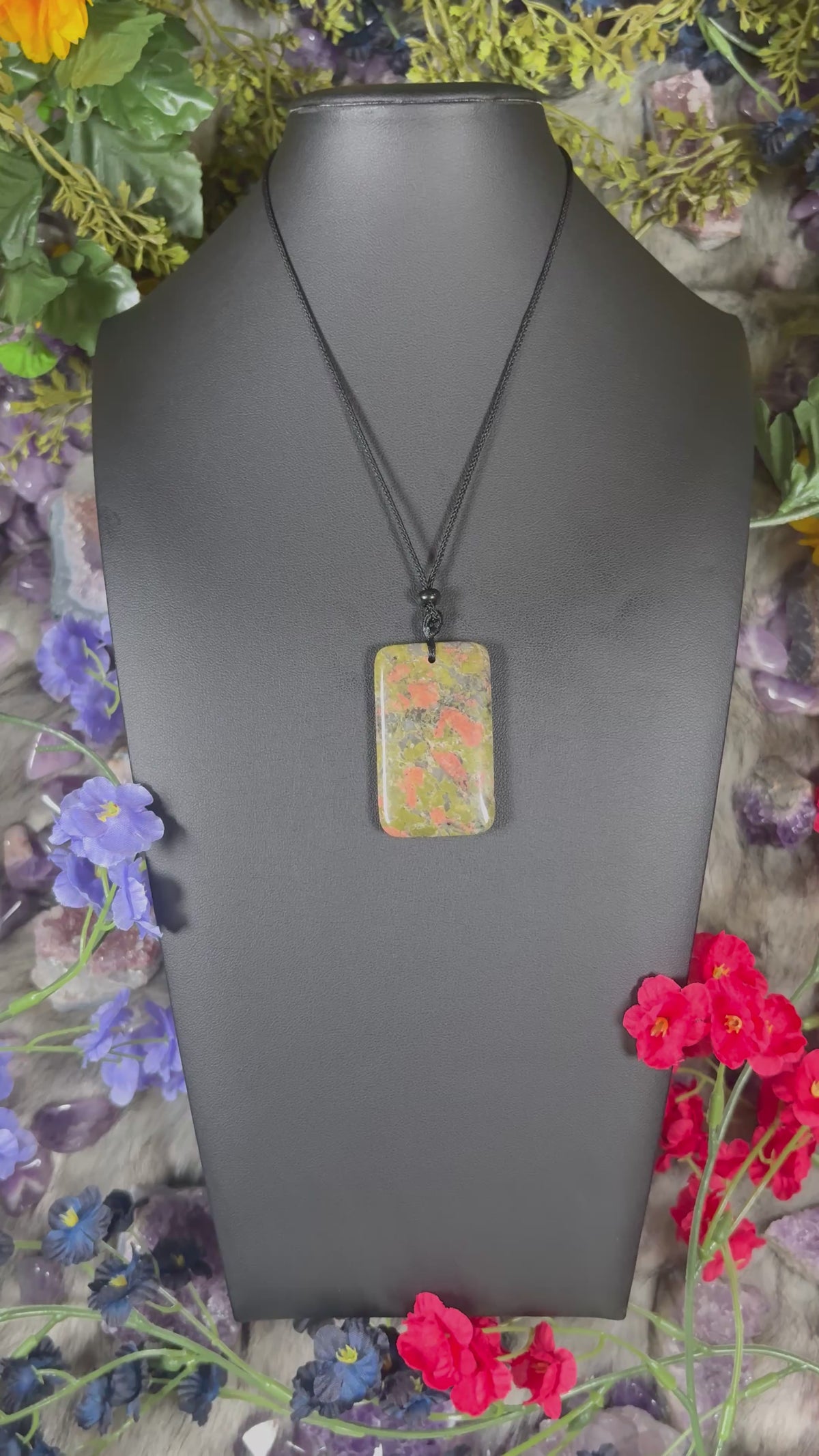 Unakite Sacred Relic Necklace Adjustable Cord