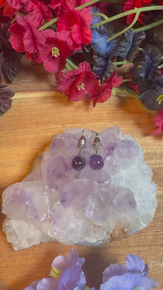 Amethyst Aura Stud Earrings