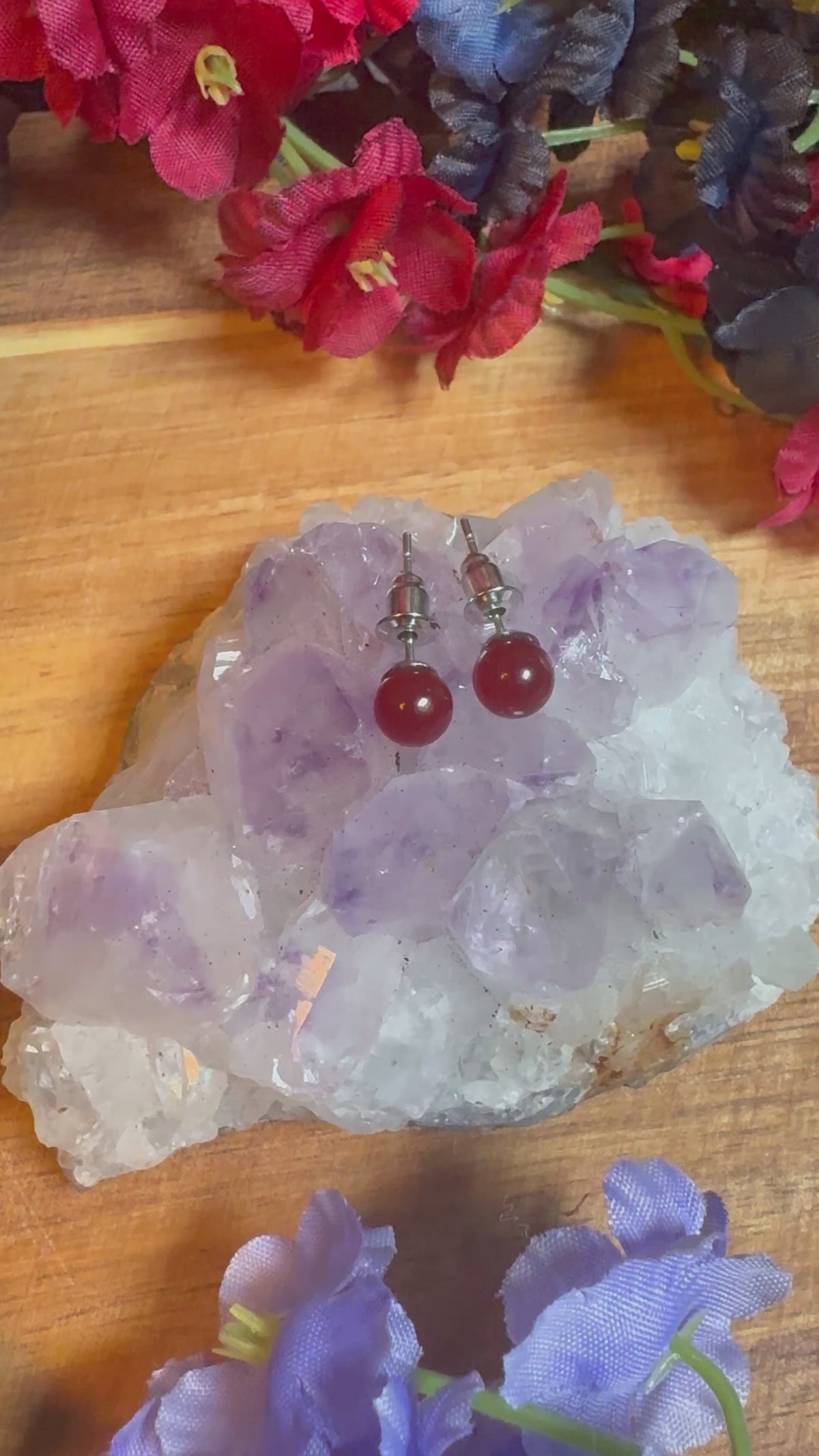 Red Agate Aura Stud Earrings