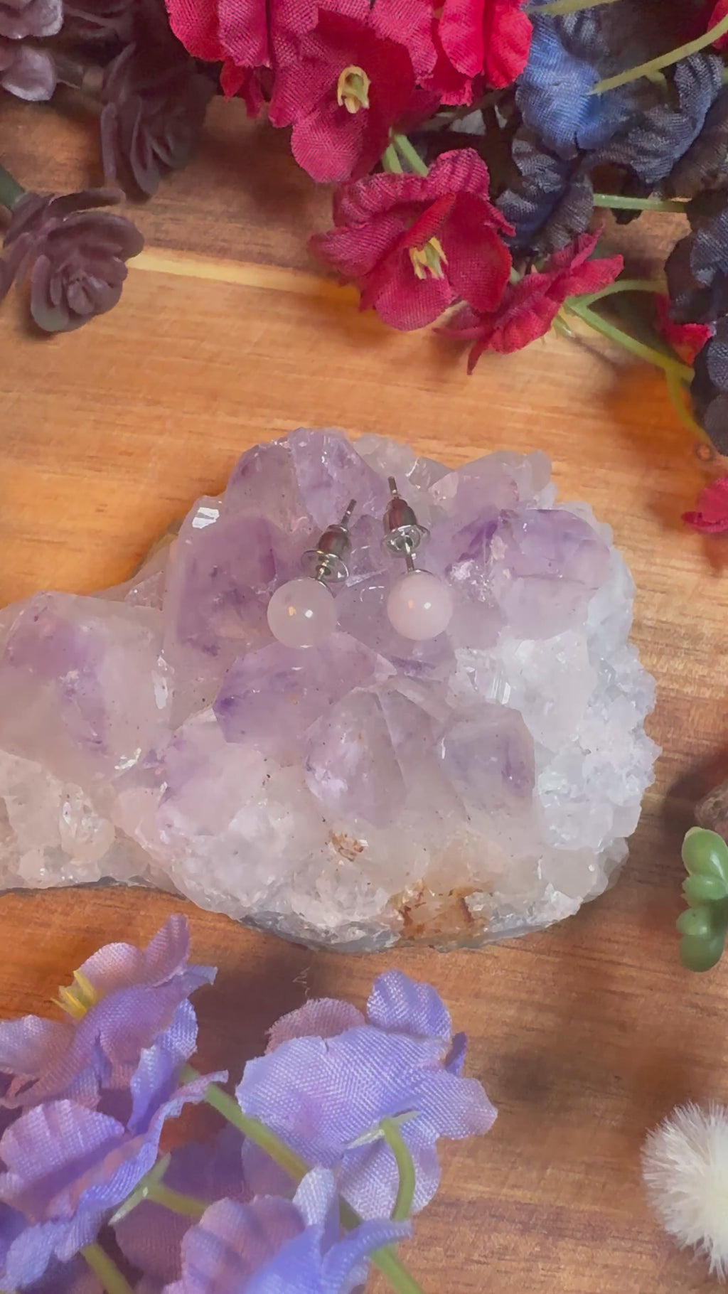 Rose Quartz Aura Stud Earrings