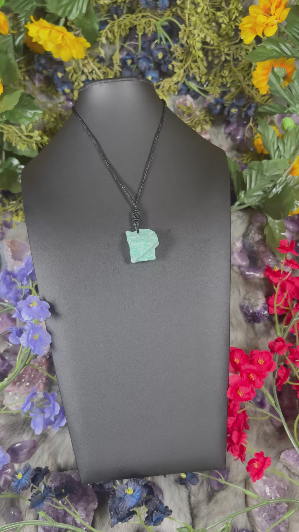RAW Amazonite Earthstone Adjustable Cord Necklace