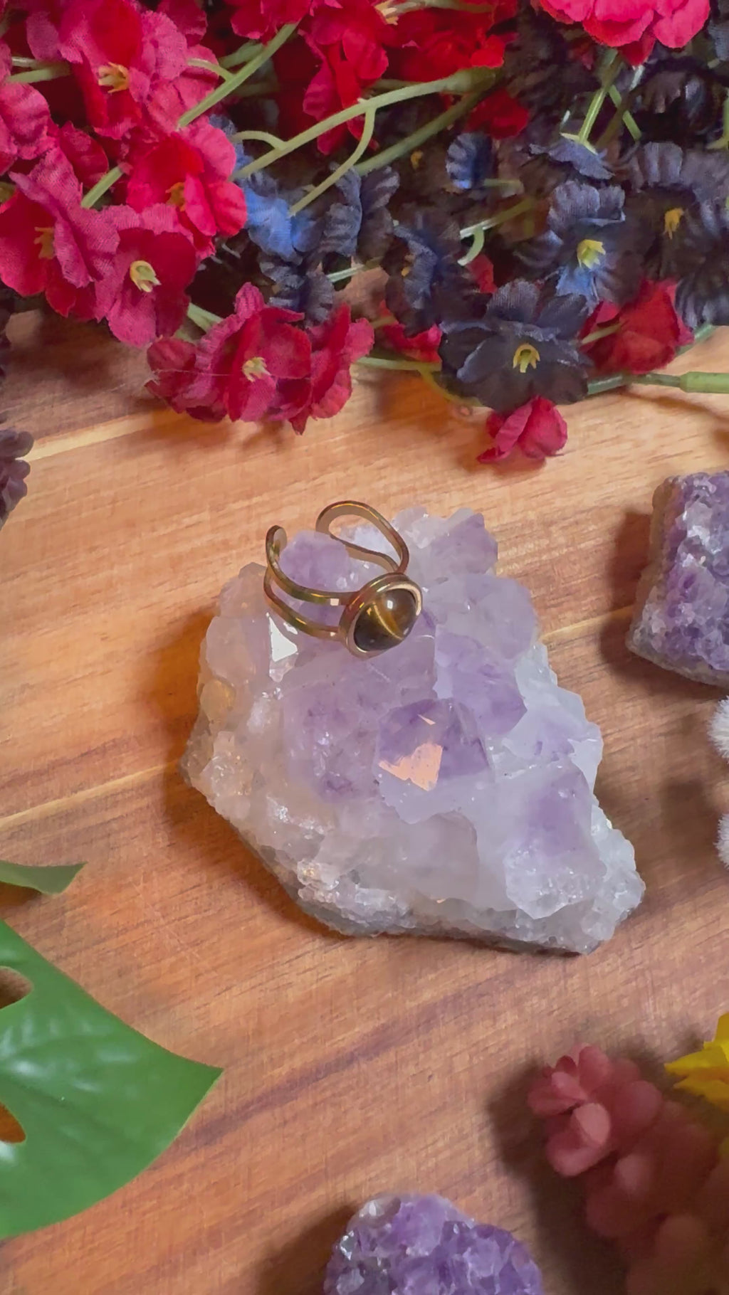 Tiger Eye Gold SoulFire Stainless Steel Adjustable Ring