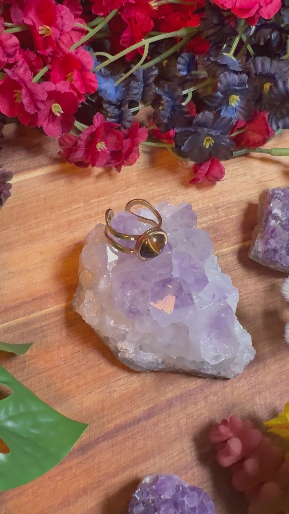 Tiger Eye Gold SoulFire Stainless Steel Adjustable Ring
