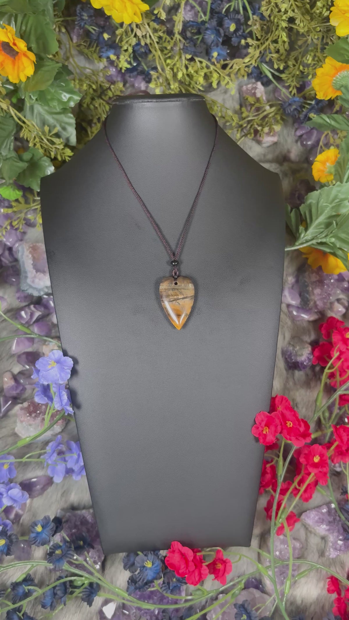 Tiger's Eye Heart Talisman Necklace