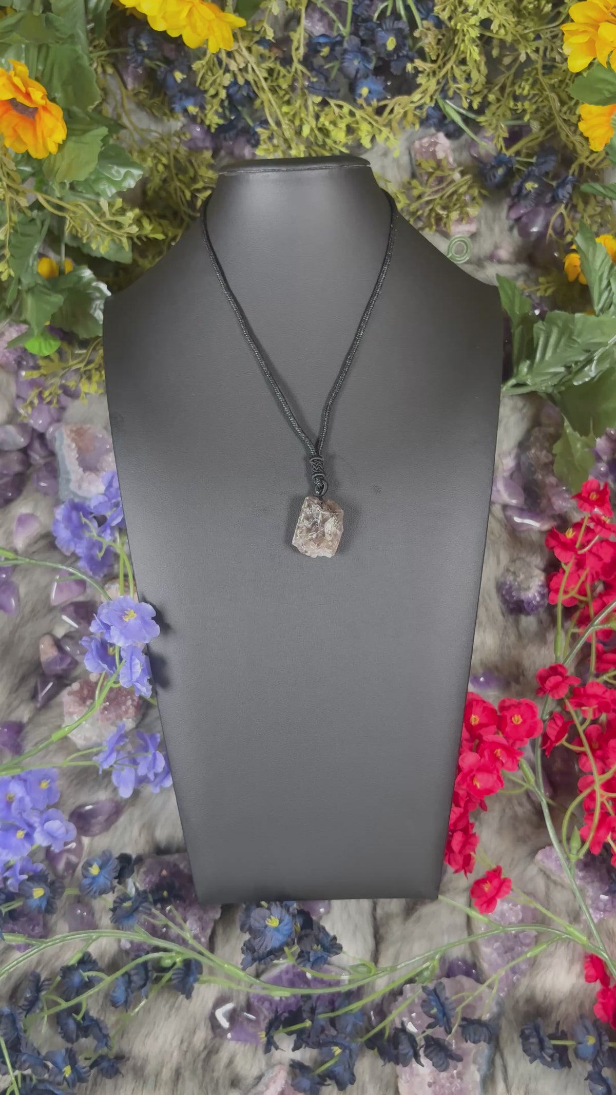 RAW Smokey Quartz Earthstone Adjustable Cord Necklace